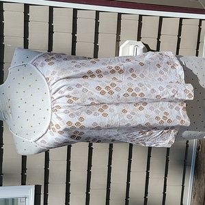 White and brown print tank top